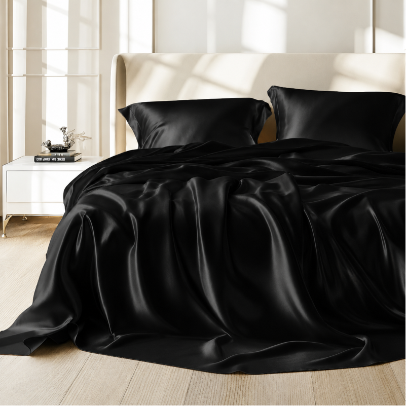 Комплект постільної білизни 100% натуральний шовк сорт Mulberry 30-13 Black Perl - 1
