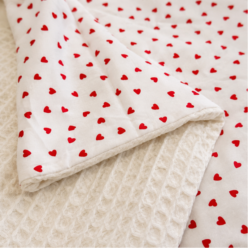 Детский плед №047 Poplin Waffle 01 Little hearts - 1