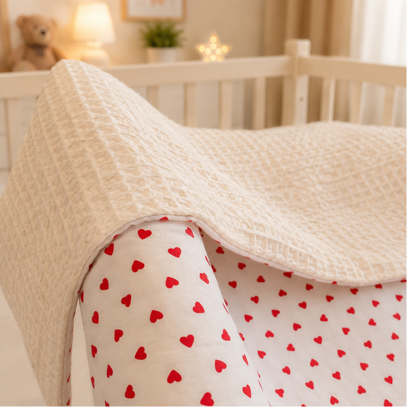 Детский плед №047 Poplin Waffle 01 Little hearts - 3