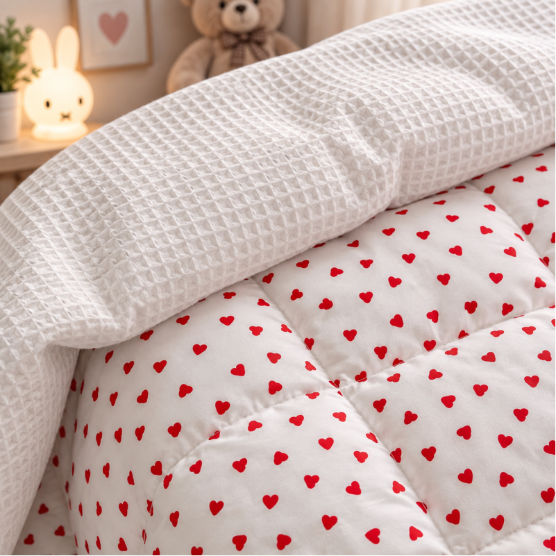 Детский плед №047 Poplin Waffle 01 Little hearts Фото - 8