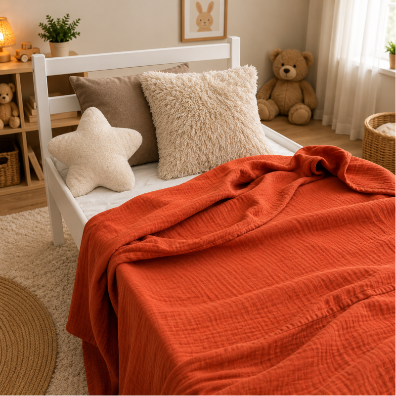 Детский плед №003 Pure Muslin Terracotta - 3