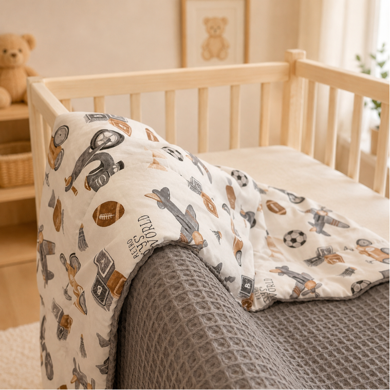 Детский плед №031 Silky Waffle 22-1417 Retro Boys' World - 3
