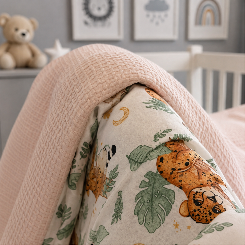Детский плед №034 Silky Waffle 22-1420 Little Jungle Friends - 4