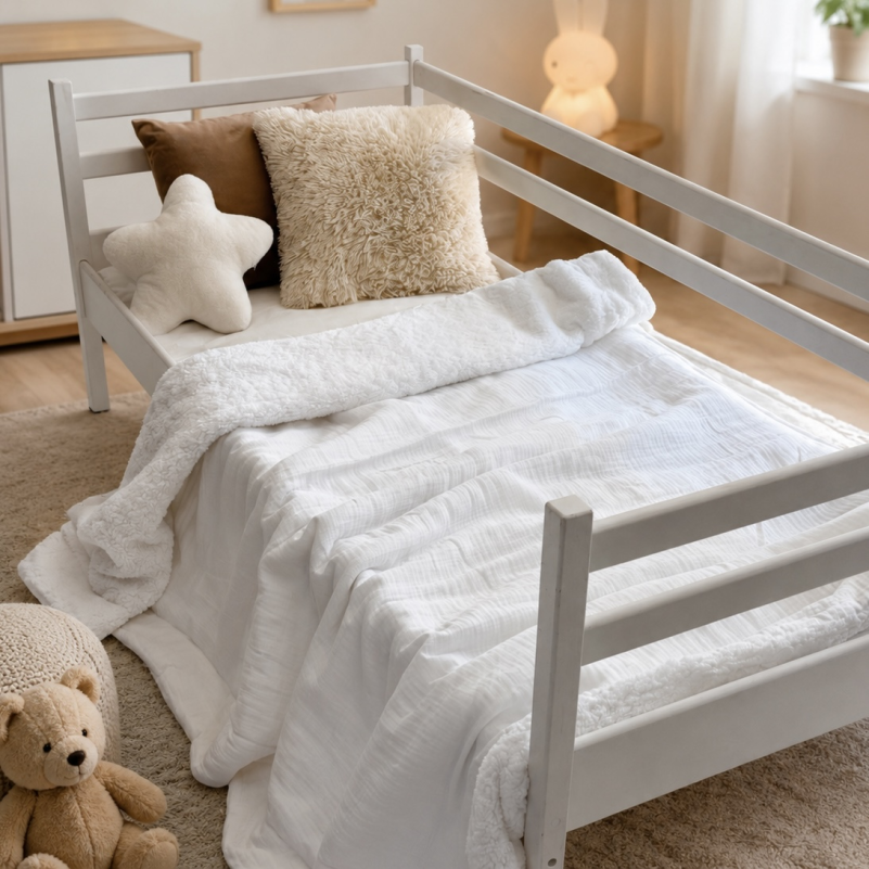Детский плед №080 Teddy Muslin White - 3