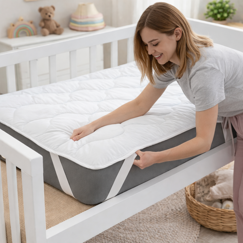 Наматрасник Kids Time  №1721 Eco Light White (Bamboo) (обычный на резинке по углам)  Фото - 7
