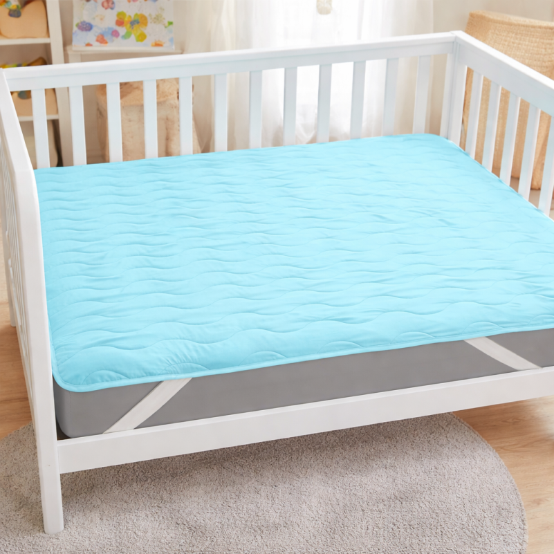 Наматрасник Kids Time №1722 Eco Light Blue (Bamboo) (обычный на резинке по углам) Фото - 7