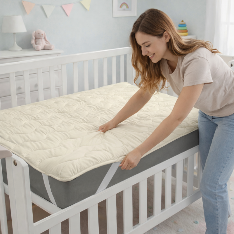 Наматрасник Kids Time №1723 Eco Light Creamy (Bamboo) (обычный на резинке по углам) Фото - 7