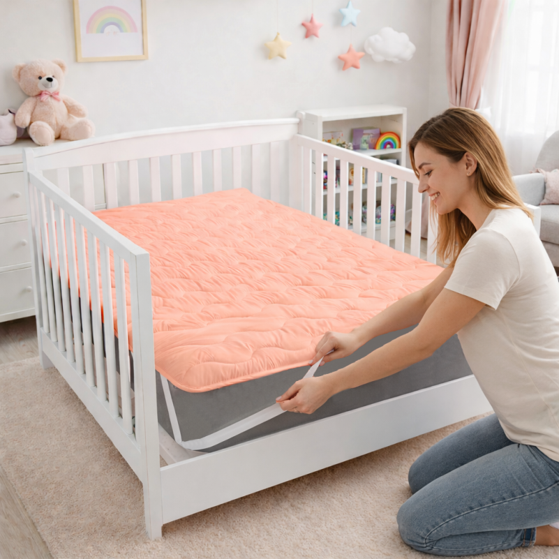 Наматрасник Kids Time№1760 Eco Light Coral (Bamboo) (обычный на резинке по углам) Фото - 7