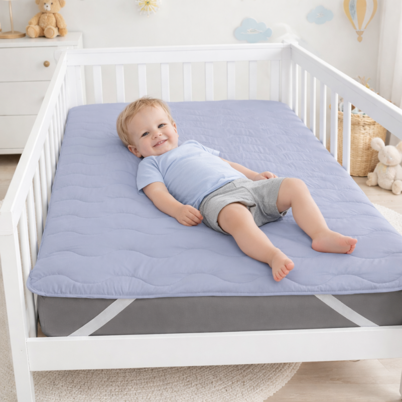 Наматрасник Kids Time №9053 Eco Light Gray (Bamboo) (обычный на резинке по углам) - 3