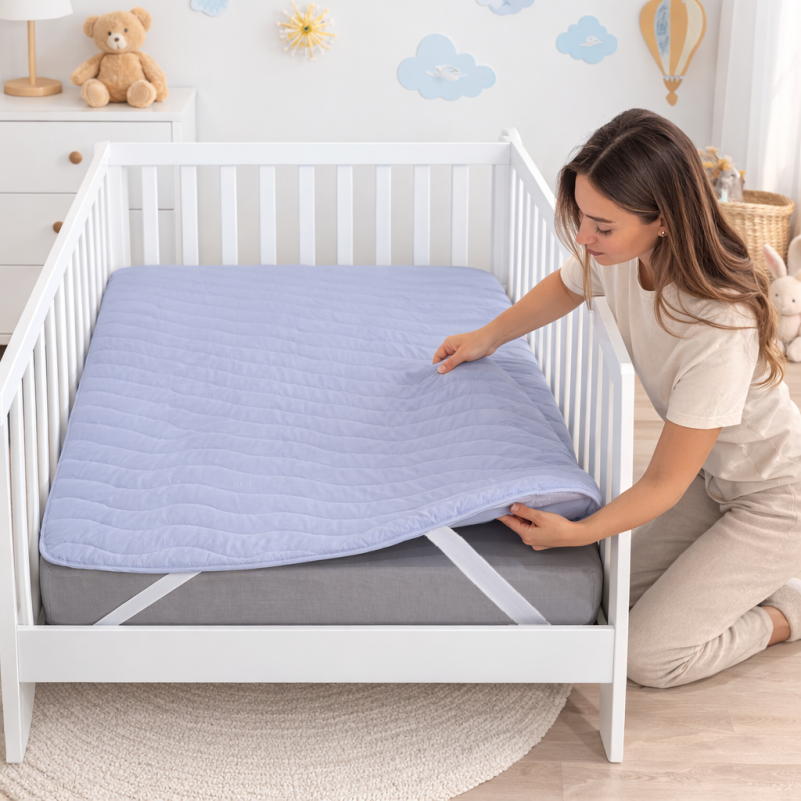 Наматрасник Kids Time №9053 Eco Light Gray (Bamboo) (обычный на резинке по углам) - 4