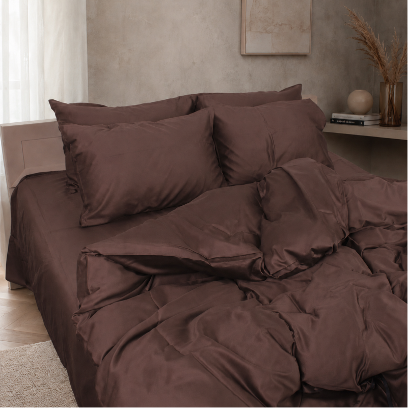 Комплект постільної білизни Satin Premium 0210 Cacao Active - 1