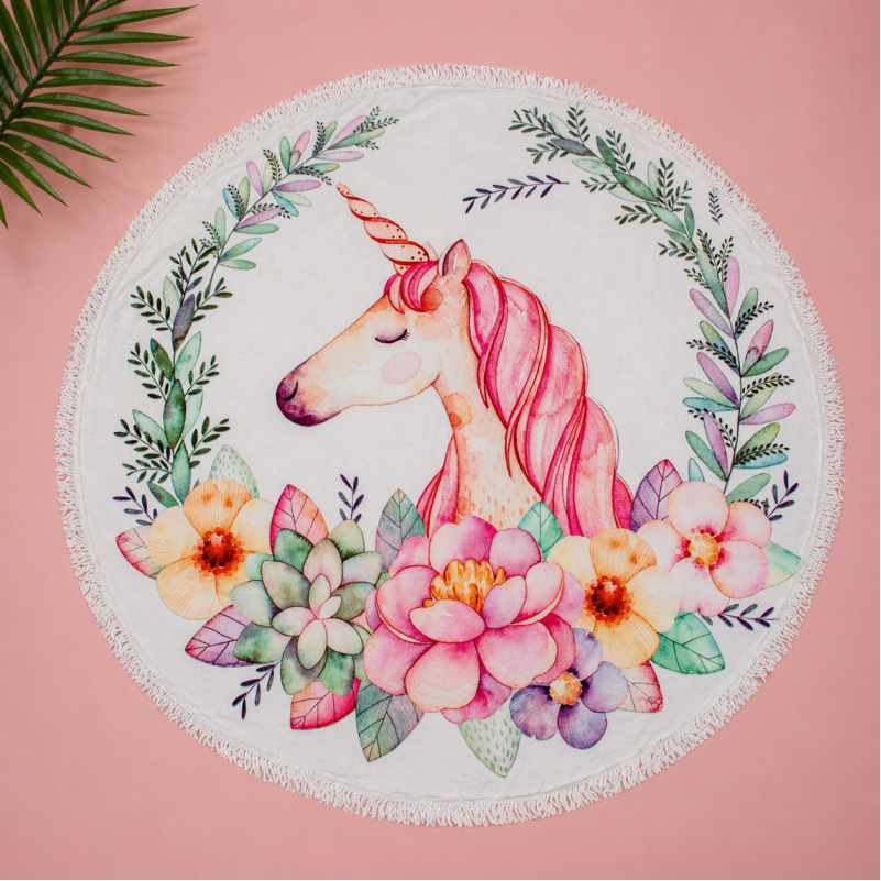 Пляжное полотенце №5063 Summer Time Unicorn girl