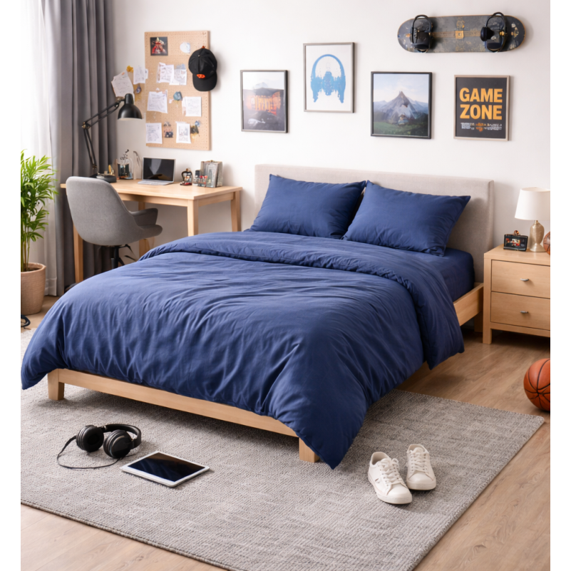 Комплект постельного белья Сатин TEENAGER Satin Stripe 30-0021 Dark Blue