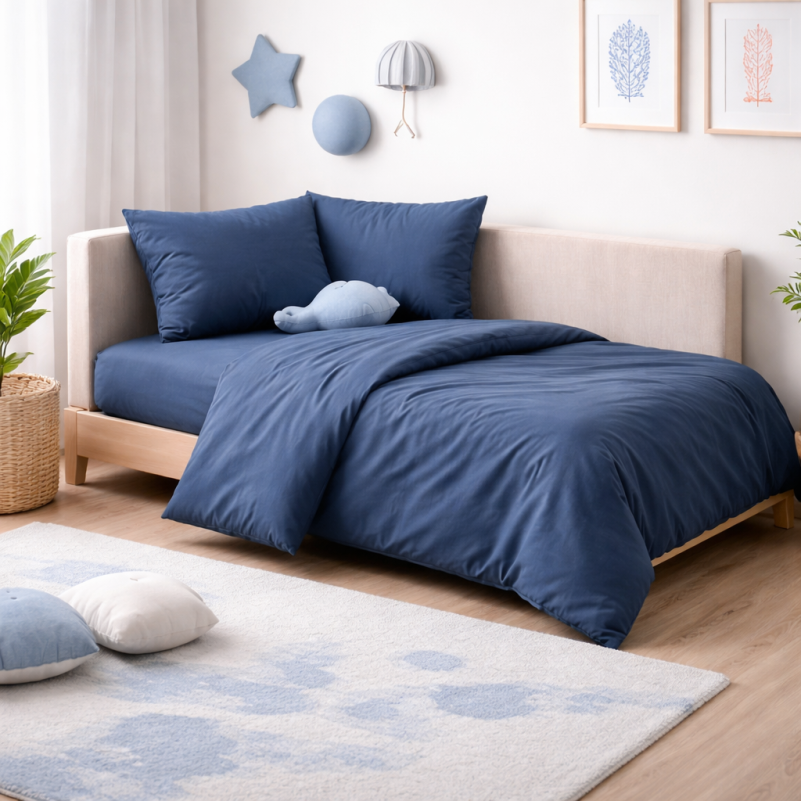 Комплект постельного белья Сатин JUNIOR Satin Stripe 30-0021 Dark Blue