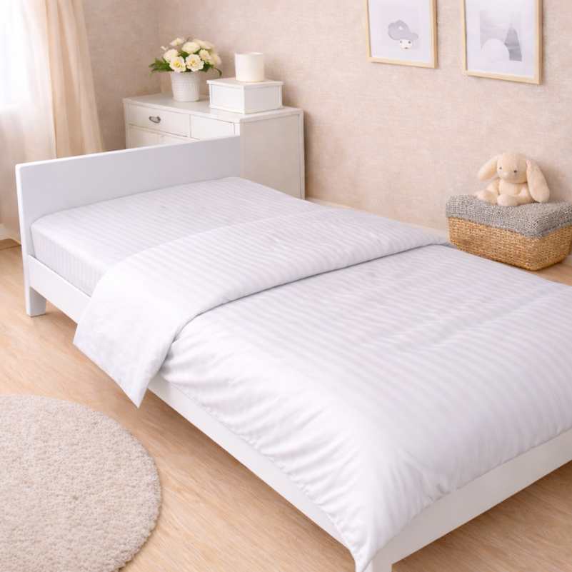 Комплект постельного белья Сатин JUNIOR Satin Stripe 30-0001 White - 5