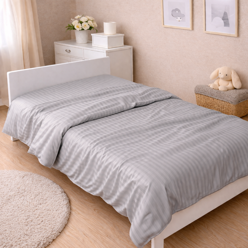 Комплект постельного белья Сатин JUNIOR Satin Stripe 30-0010 Light Gray - 5