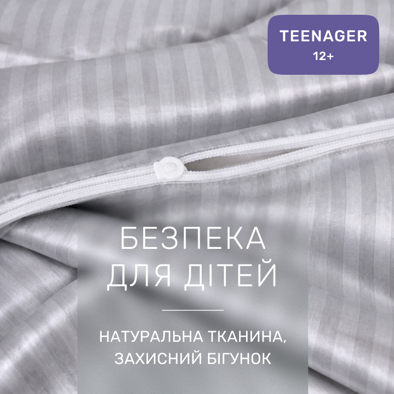 Комплект постельного белья Сатин TEENAGER Satin Stripe 30-0010 Light Gray - 2