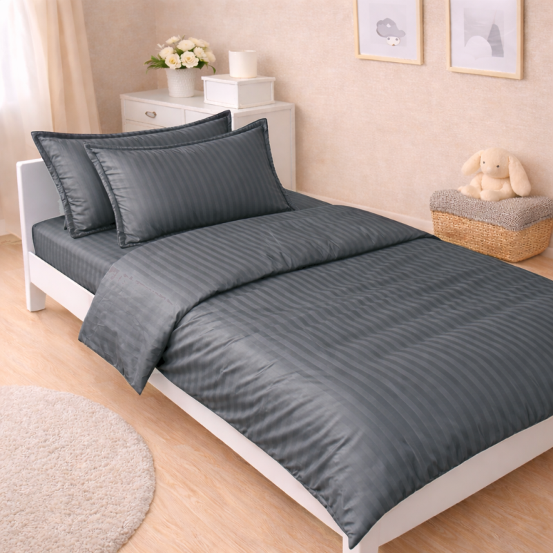 Комплект постельного белья Сатин JUNIOR Satin Stripe 30-0012 Dark Gray