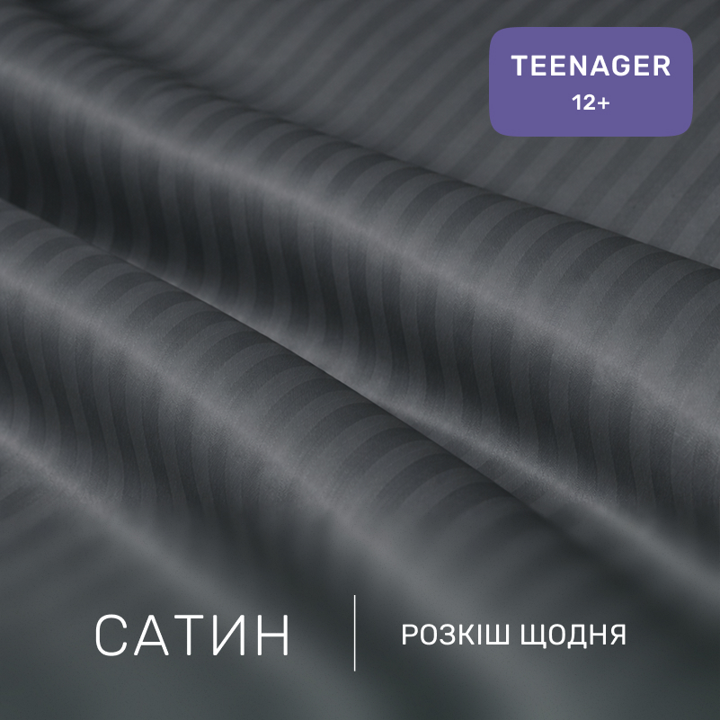Комплект постельного белья Сатин TEENAGER Satin Stripe 30-0012 Dark Gray - 1