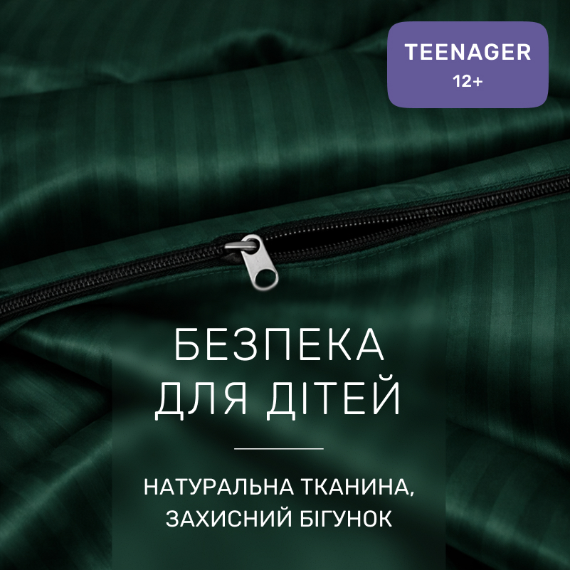 Комплект постельного белья Сатин TEENAGER Satin Stripe 30-0017 Green - 2