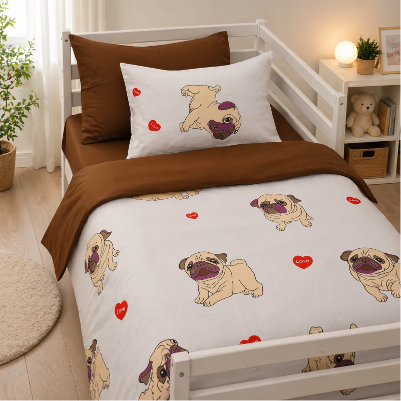 Комплект постельного белья Бязь JUNIOR 17-0566 Pug-dog
