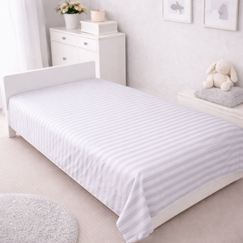 Комплект постельного белья  Бязь JUNIOR 17-0600 Stripe White Gray - 5