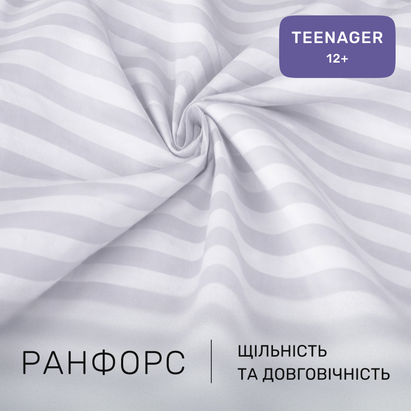 Комплект постельного белья Ranforce Elite TEENAGER 17-0600 Stripe White Gray - 1