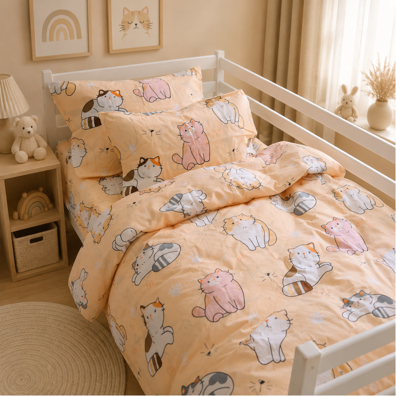 Комплект постельного белья Ranforce Elite TEENAGER 17-0665 Cream Kittens
