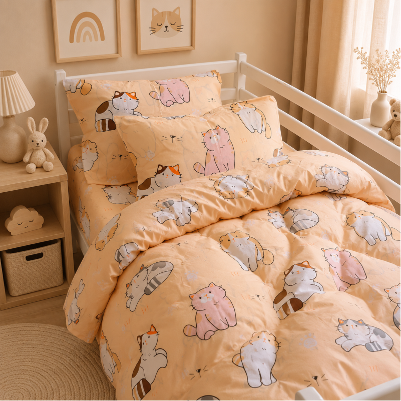 Комплект постельного белья Бязь JUNIOR 17-0665 Cream Kittens