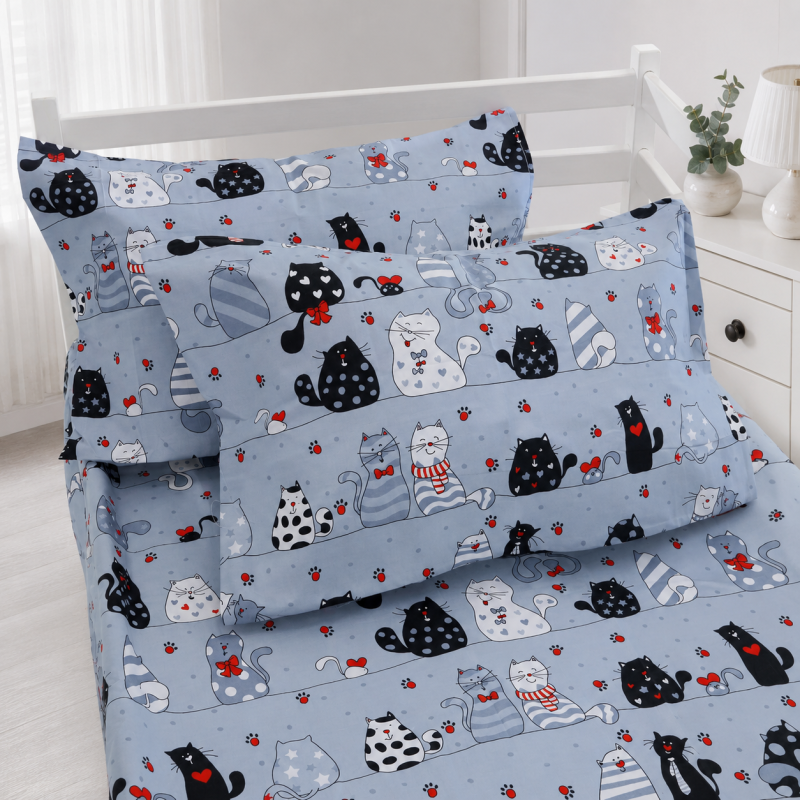 Комплект постельного белья Бязь TEENAGER 17-0671 With Love, Cats Фото - 6