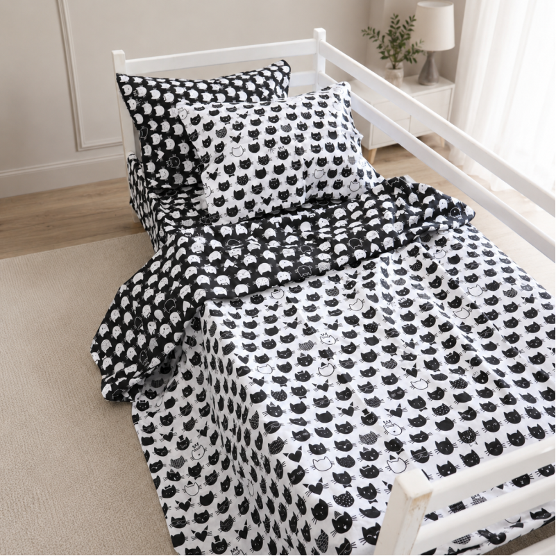 Комплект постельного белья Ranforce Elite TEENAGER 17-0673 Monochrome Meows
