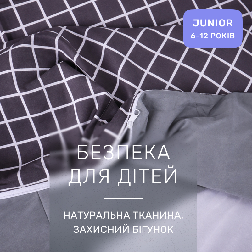 Комплект постельного белья Сатин JUNIOR 22-1372 Silver Checkered - 2