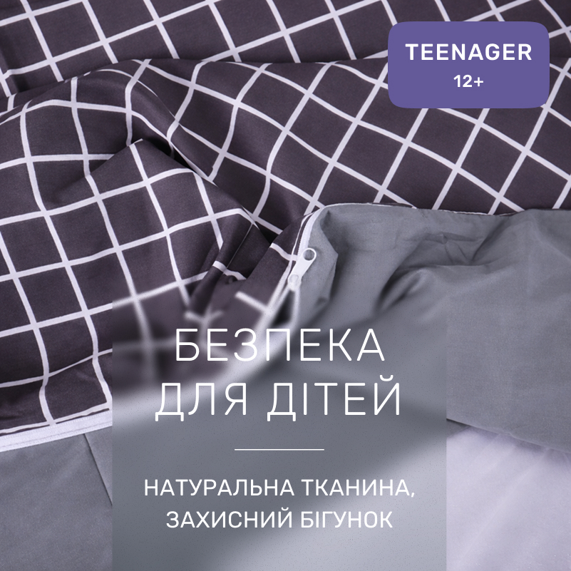 Комплект постельного белья Сатин TEENAGER 22-1372 Silver Checkered - 2