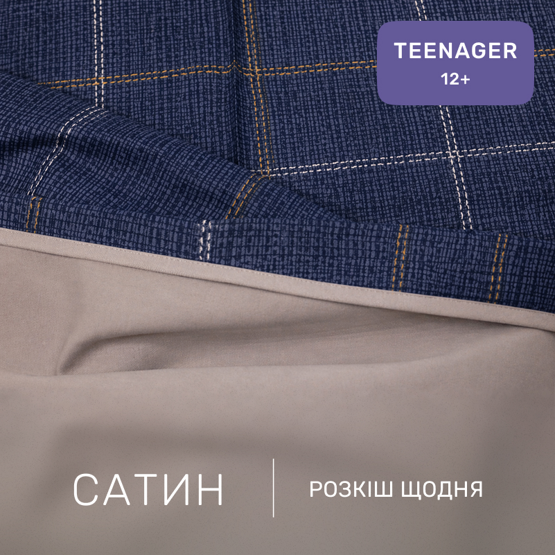 Комплект постельного белья Сатин TEENAGER 22-1434 Graphite Check - 1
