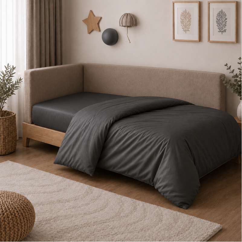 Комплект постельного белья Сатин JUNIOR Satin Light Pro 10-005 Dark Gray Фото - 7