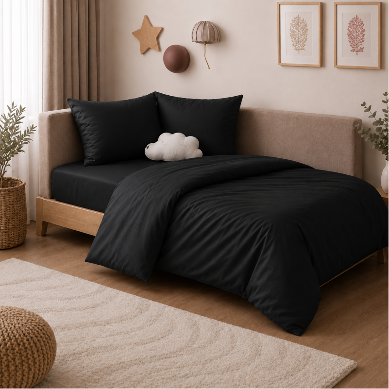 Комплект постельного белья Сатин JUNIOR Satin Light Pro 10-006 Black