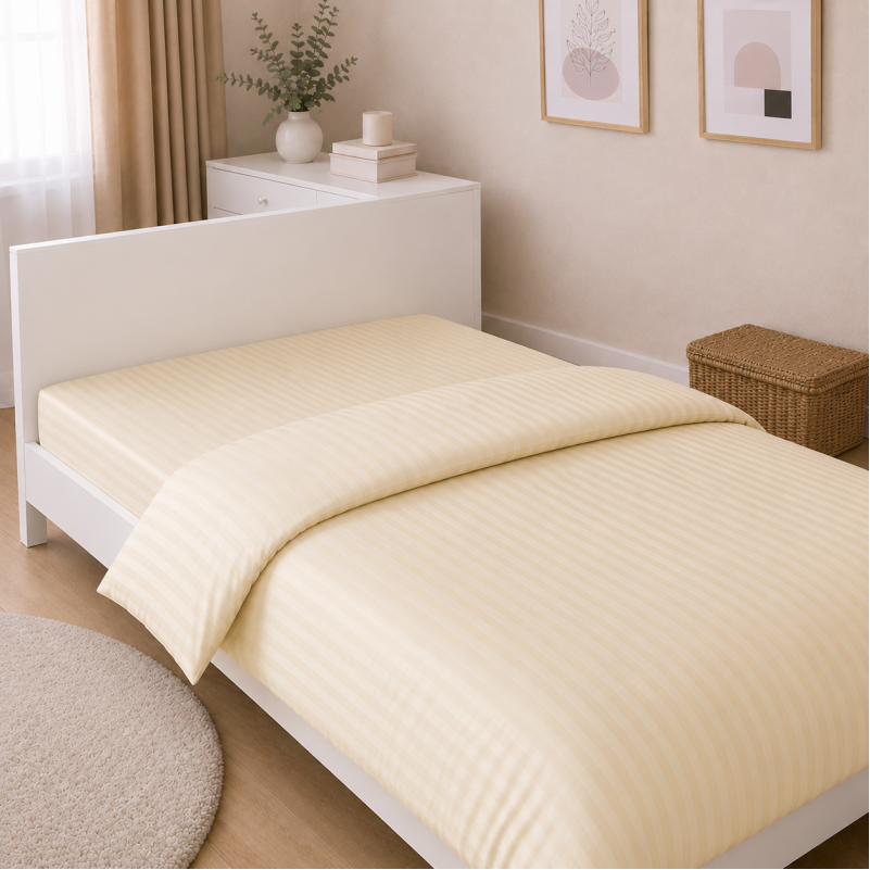 Комплект постельного белья Сатин TEENAGER Satin Stripe 30-0002 Soft Yellow Фото - 6