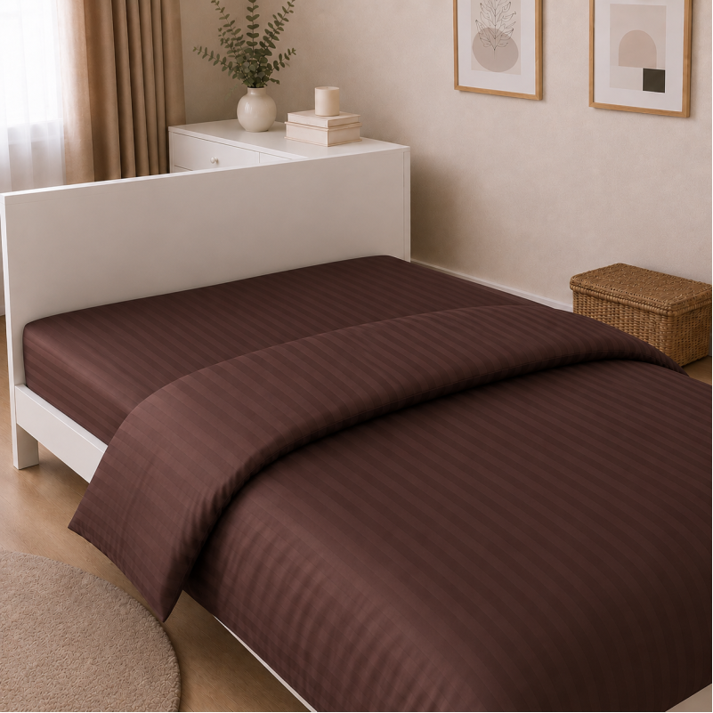 Комплект постельного белья Сатин TEENAGER Satin Stripe 30-0006 Dark Brown - 4