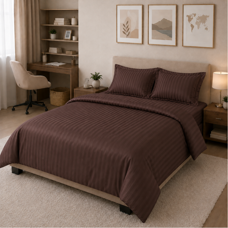 Комплект постельного белья Сатин TEENAGER Satin Stripe 30-0006 Dark Brown