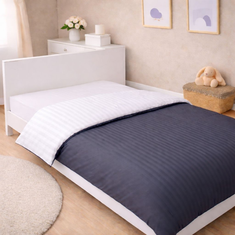 Комплект постельного белья Сатин JUNIOR Satin Stripe 30-0012 + 30-0001 Vevina - 5