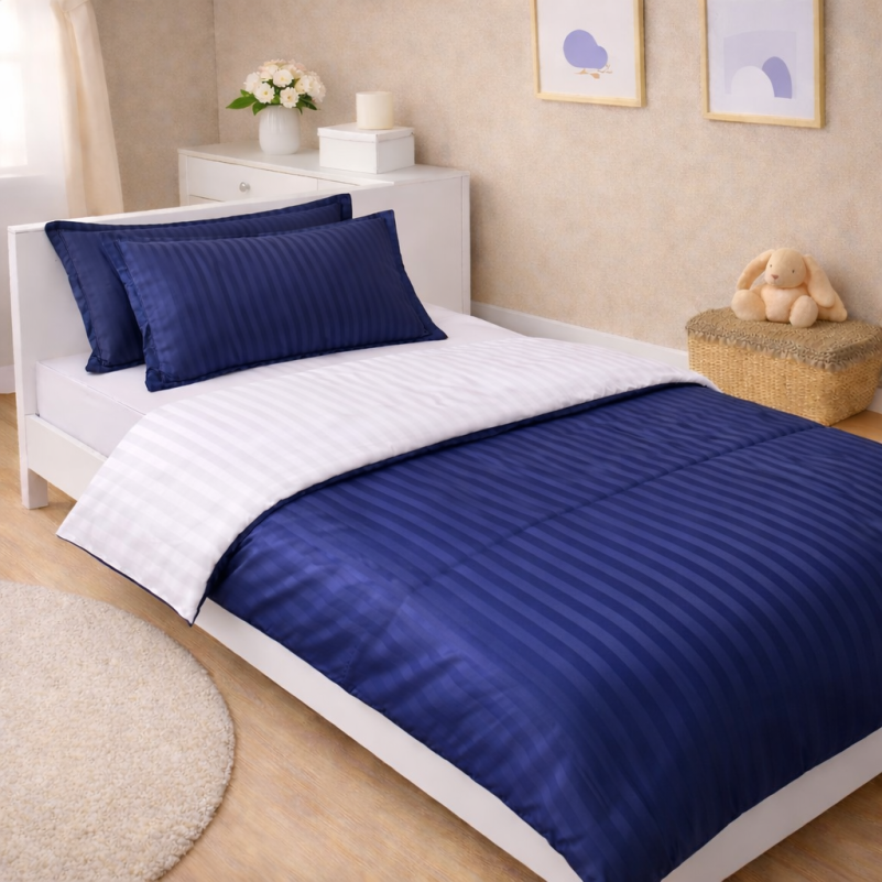 Комплект постельного белья Сатин JUNIOR Satin Stripe 30-0020 + 30-0001 Naskirin