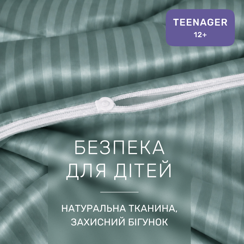 Комплект постельного белья Сатин TEENAGER Satin Stripe 30-0015 Green Wave - 2