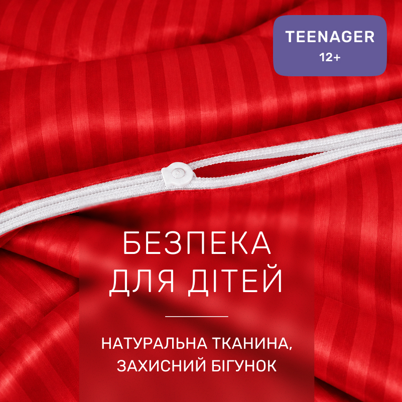 Комплект постільної білизни Сатин TEENAGER Satin Stripe 30-0018 Red - 2