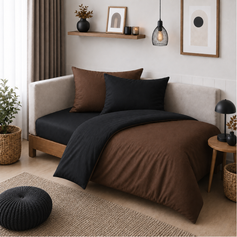 Комплект постельного белья JUNIOR Фланель 002-003 Black/Brown