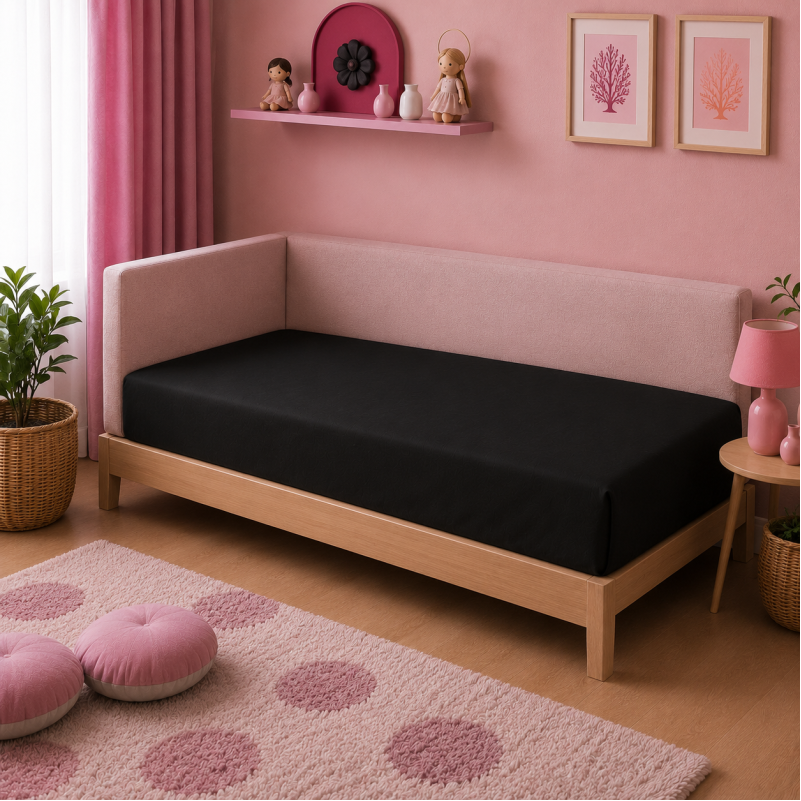Комплект постільної білизни Фланель JUNIOR Фланель 002-008 Black/Pink Фото - 6
