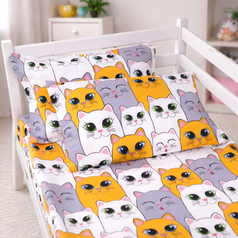 Комплект постельного белья Бязь JUNIOR 17-0636 Кіт батон Помаранчевий - 4