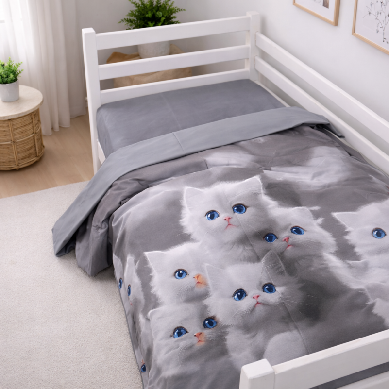 Комплект постельного белья Сатин TEENAGER Kids Time 22-1402 Silvery Cats - 7
