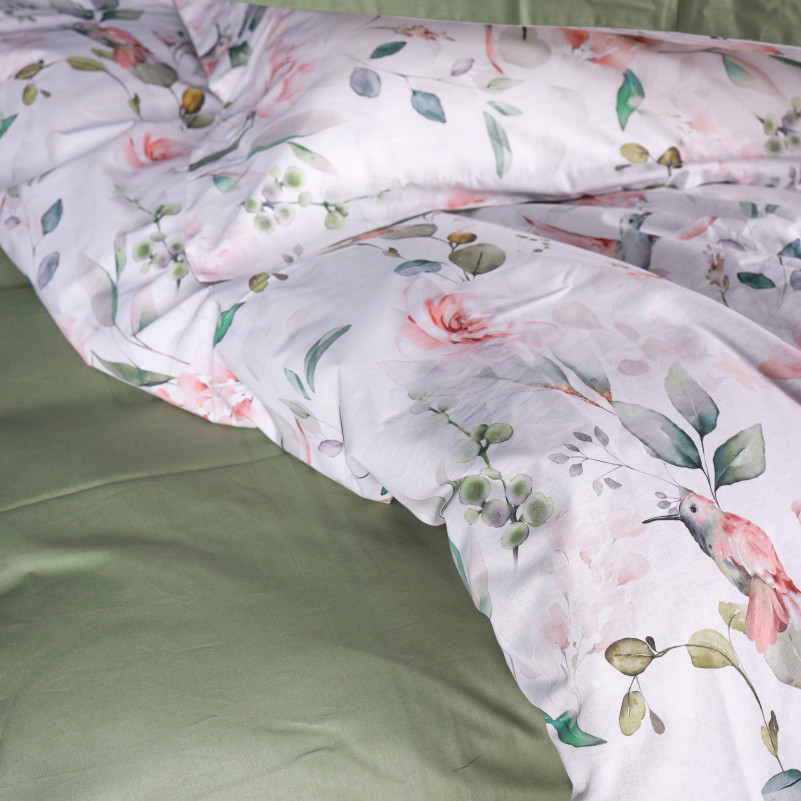 Простынь на резинке Поплин 00-9 "Birds and Flowers" - высота 25 см (детские 10 см) - 3