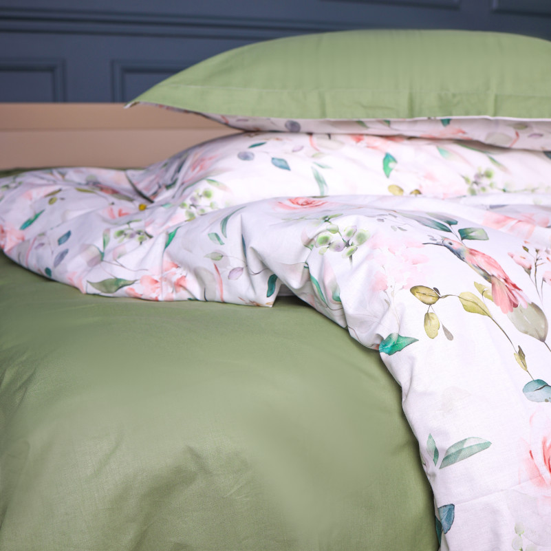 Простынь на резинке Поплин 00-9 "Birds and Flowers" - высота 25 см (детские 10 см)