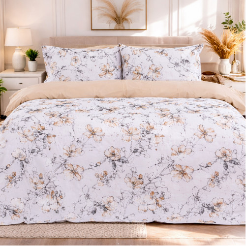 Простынь Поплин 00-2 "Beige Flowers" - 2